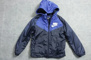 Nike Jacket Boys Youth 6-7 Hooded Windbreaker Full Zip Swoosh Athletic - Picture 1 of 9