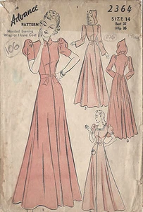 1940s Vintage Sewing Pattern HOUSE COAT-NEGLIGEE B32" (106)  - Picture 1 of 2