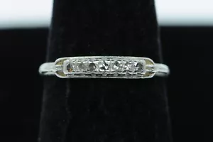 Art Deco Style (ca. 1946) Platinum 7 Diamond Wedding Band (Size 5 3/4) - Picture 1 of 8