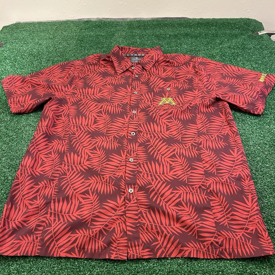 Minnesota Gophers Shirt Mens Extra Large Red Floral Button Up Hawaiian Colosseum - Image 1 of 4