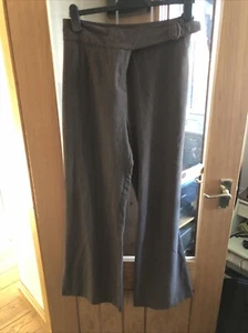 LADIES M&S PER UNA CHOCOLATE POLYESTER BLEND TROUSERS SIZE 20L - Picture 1 of 3