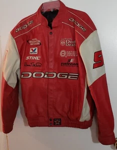 Vtg Nascar JH Design Leather Racing Jacket #9 Bill Elliott Evernham Dodge Large - Picture 1 of 7