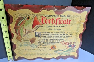 1970 Montana Champion Angler Zertifikat gestreift Bass Holz Plakette Messing Brads - Bild 1 von 21
