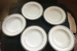 Gorham Ridgewood Platinum Rimmed Soup Bowl Set of 5 - Picture 1 of 5