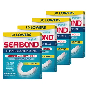 Sea Bond Secure Denture Adhesive Seals, Original Lowers, 30 Count (Pack of 4) - Picture 1 of 11