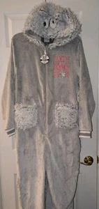 Secret Treasures Kapuzen Pyjama Nachtwäsche Union Anzug Neu mit Etikett XL Monster Grau Kunstfell - Bild 1 von 16