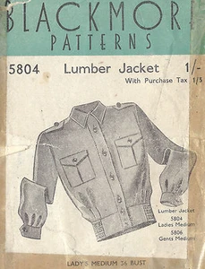 1940s WW2 Vintage Sewing Pattern B36 LUMBER JACKET LADIES (1361) - Picture 1 of 2