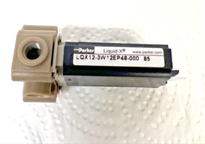 Parker Liquid-X LQX12-3W12EP48-000  3 way miniature solenoid Fluidics Valve  - Picture 1 of 6