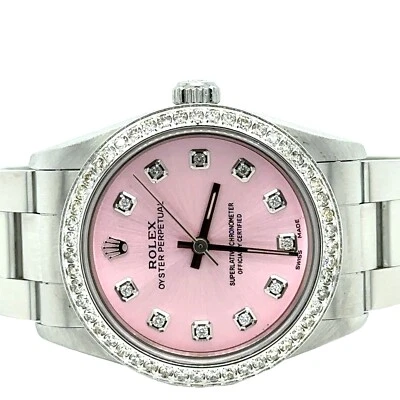Rolex Oyster Perpetual 31mm 1ct Diamonds Pink Dial Steel Automatic Watch - Image 1 of 4