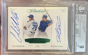 Kyle Schwarber Carl Edwards RC Flawless Dual On Card Auto Emerald SSP 2/5 BGS 9 - Picture 1 of 2