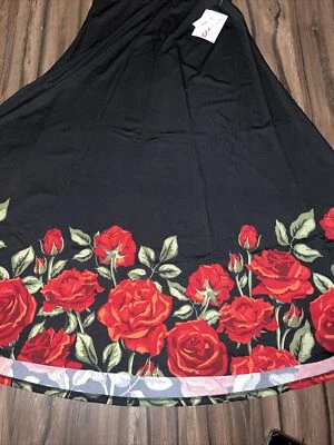 Vestido Falda Sumergida LuLaRoe MAXI 🦄 Negro Dip Rojo Rubor Rosas 3XL 24/26 Slinky Foto 1 de 4