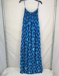 Gap Women's Two-Tone Blue Strapless Tube Top Geometric Design Maxi Dress Size M - Picture 1 of 9