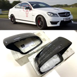Nuevas fundas de espejo de ala genuinas para Mercedes Clase C W204 negro brillante con indicadores - Imagen 1 de 2