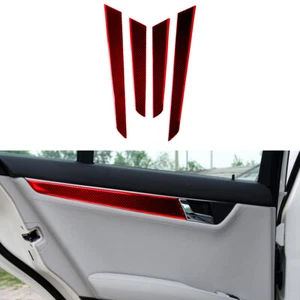 4Pcs For Mercedes-Benz C-class W204 2007-2013Red Carbon Fiber Door Panel Trim - Picture 1 of 17