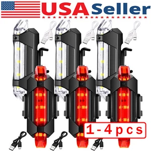 Bike Tail Light Bicycle Rechargeable USB 5 LED Safety Rear Lamp Flashing Wraning - Picture 1 of 22