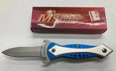 M-TECH FOLDING KNIFE With Pocket Clip (Silver Plain Edge) Item# MT-013BL - Image 1 of 4