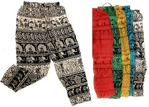 Animal Print Hippie Boho Viskose Relaxed Fit Slouch Hose Strand Festival Damen Herren - Bild 1 von 10