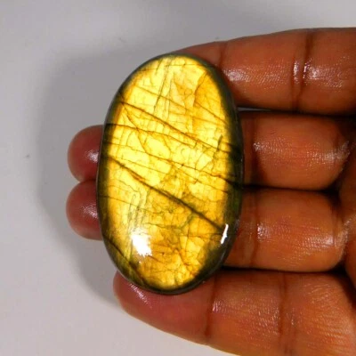 100% Natural Dorado LABRADORITA Cabujón Ovalado 57x34x06MM Gemas Sueltas 119.... - Imagen 1 de 3