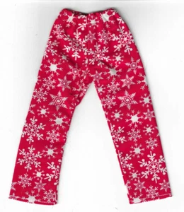 NAVIDAD-Pantalones para dormir de algodón copo de nieve rojo se adapta a Ken y muñecas de tamaño similar KC1 - Imagen 1 de 1