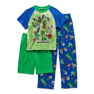 New Minecraft Top Shorts & Pants Pajama Set 6 8 10 12 - Picture 1 of 1