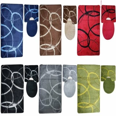 Badeset 3 tlg Badteppich Badematte Badgarnitur Polypropylen Vorleger WC Bad #15 - Bild 1 von 2