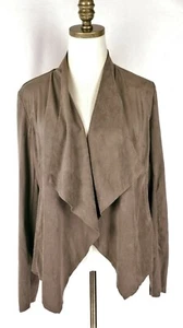 Kut from the Kloth Brown Faux Suede Jacket Womens Size M Open Front Asymmetrical - Picture 1 of 5