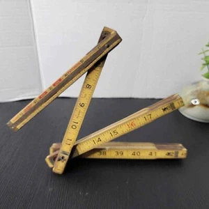 Vintage Lufkin Wooden Folding Yard Stick Extension Ruler X46 Carpenter Construct - Picture 1 of 5