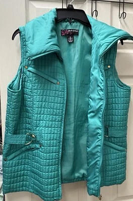 Ladies Teal Puffer Vest, Size L - Image 1 of 3