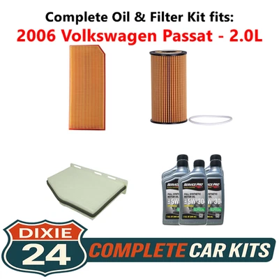 2006 Volkswagen Passat 2.0L Complete Oil, Air & Cabin Filter Kit (5W-30) Foto 1 de 4