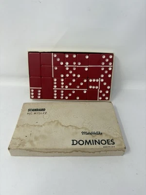 Vintage Puremco #616 RED Standard Marblelike Dominoes w/box - Image 1 of 4