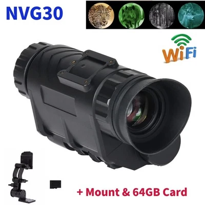 NVG30 Helmet Night Vision Monocular Wide View 40° 940nm IR WIFI Digital Starligh - Image 1 of 4