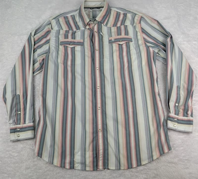 Schaefer Outfitter Shirt Men's Size XLT Pearl Snap Striped Western Denim Cowboy - Image 1 of 4