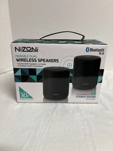 Nizoni Pairable Dual Wireless Speakers Bluetooth 5.0 NEW in Sealed Box - Picture 1 of 7