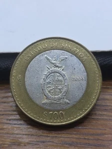 2004 MEXICO 100 PESOS SILVER BIMETALLIC COIN ESTADO DE SINALOA 1st PHASE - Picture 1 of 2
