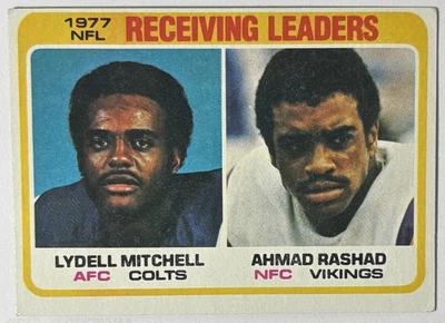 1978 Topps 'Receiving Leaders' Colts Lydell Mitchell & Vikings Ahmad Rashad #332 - Image 1 of 2