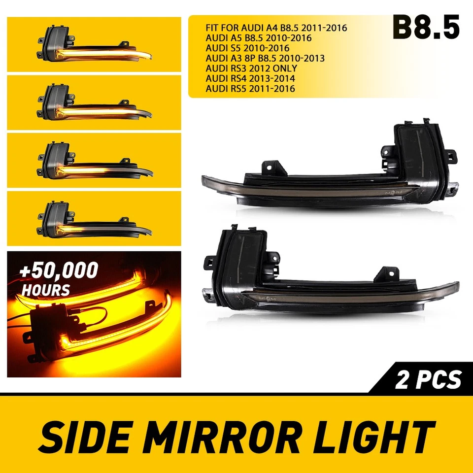 Par ámbar espejo retrovisor LED dinámico indicador de señal de giro lateral para luz Audi RS3 2012 Foto 1 de 4