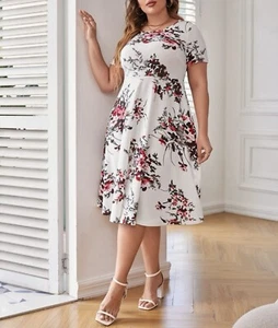 Vestido Mujer EMERY ROSE Plus Estampado Floral Vestido Talla 2XL Pullover Manga Corta - Imagen 1 de 13