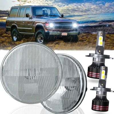 Par de faros LED redondos de 7 pulgadas para Toyota Land Cruiser FJ40 FJ60 J80 1965-1985 Foto 1 de 4