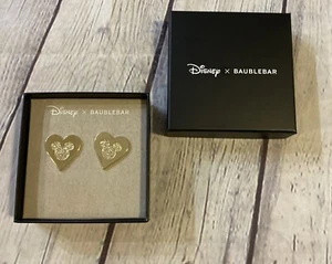 Baublebar X Disney “Mickey Mouse” GOLD HEART Crystal/Rhinestones Earrings NEW - Picture 1 of 9