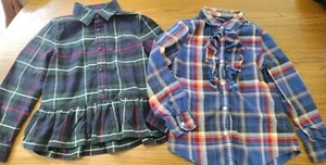 POLO RALPH LAUREN Girls Two Flannel Button Shirts Size 6X Cute EUC - Picture 1 of 10