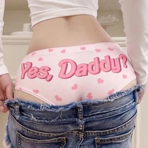 Girl Flirt Yes Daddy Briefs Thong Panties Underwear Knicker Hot Butt Lingerie