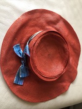 Cappello donna vintage Anni 20 - paglia arancio con nastro