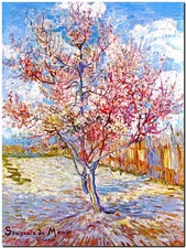 Vincent Van Gogh CANVAS ART PRINT peach tree in bloom Mauve 24"X 16"