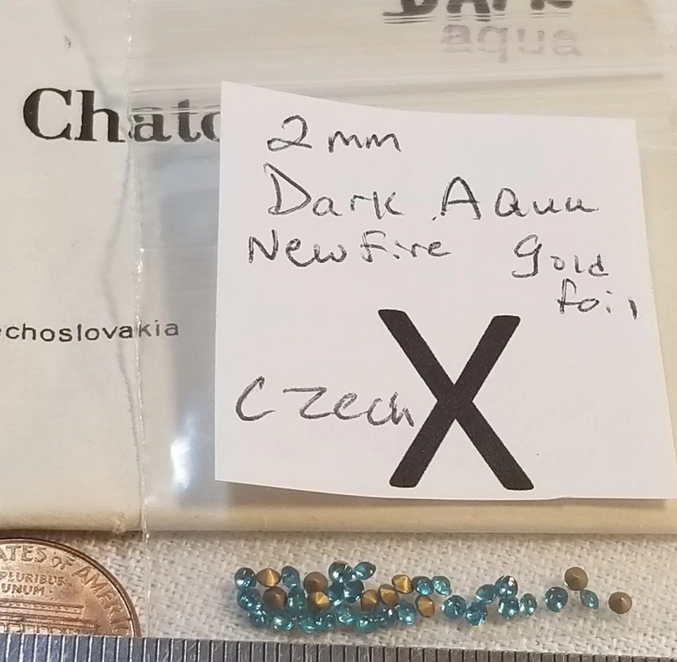 Vtg Crystal Glass Tiny 2mm Czech France + Rhinestone Pointed Jewelry Repair 2002 - Image 1 of 1