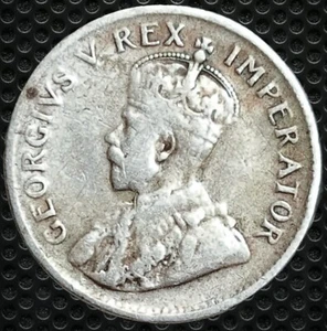 1935 South Africa 3 Pence .800 Silver Coin King George V  - Picture 1 of 3