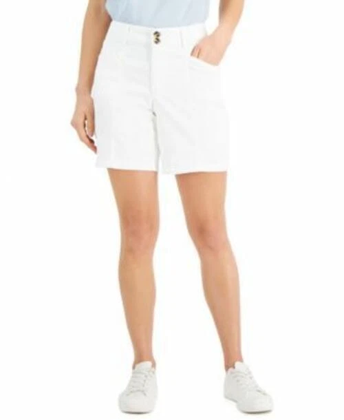 Precio de venta sugerido por el fabricante $50 Pantalones cortos de mezclilla Charter Club blancos con costuras Blanco brillante 14 (DEFECTUOSO) Foto 1 de 3