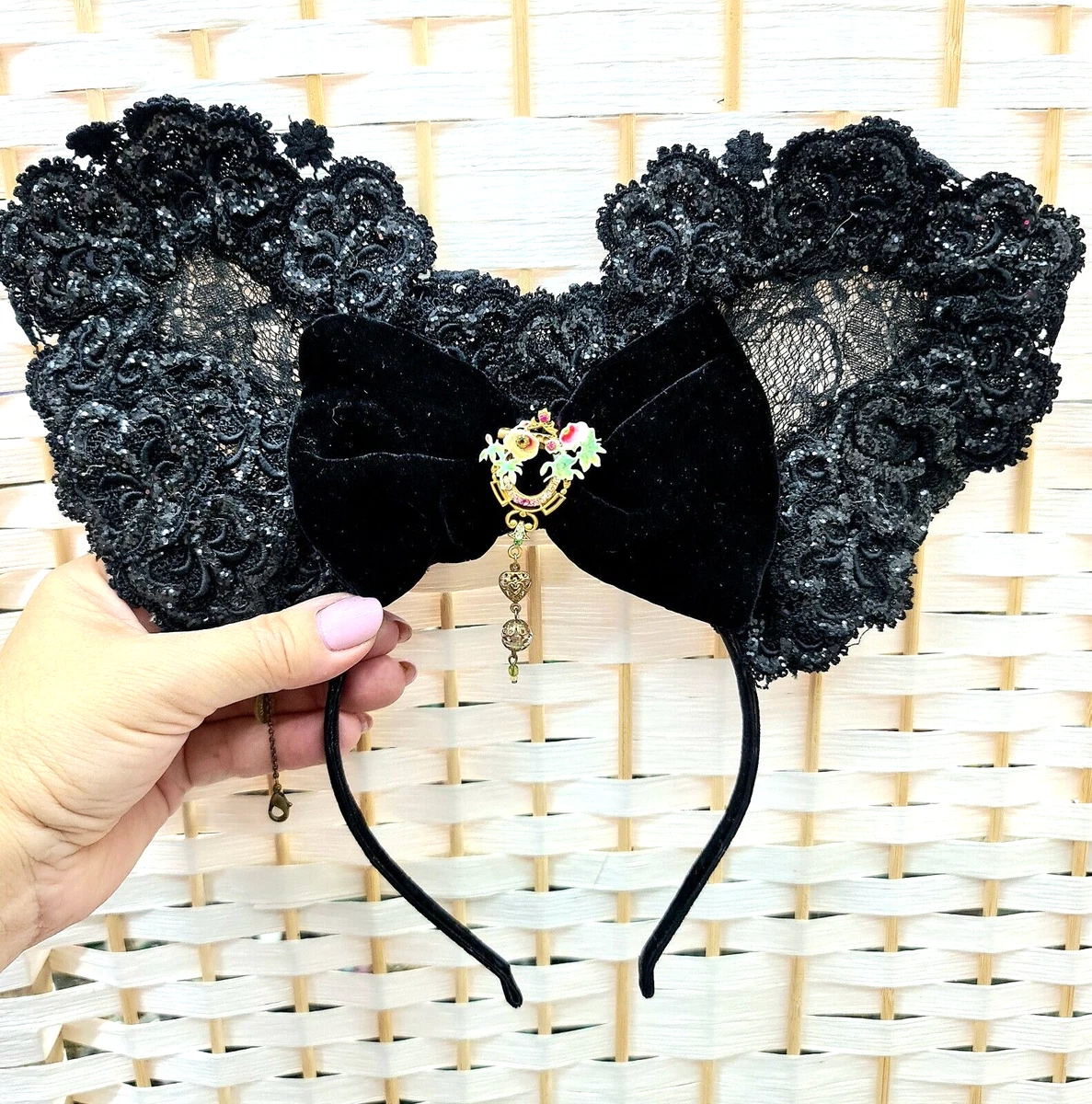 Diadema De Encaje Rosa: Lúrex Plateado, Banda Ancha