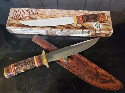 Frost Chipaway Cutlery Hunting Knife Fixed Blade Leather Sheath GW-3720-BRB - Image 1 of 4