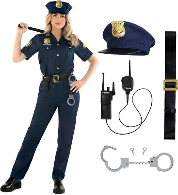 Blauer Polizistin Kostüm Damen Polizei Uniform Faschingkostüm Police Verkleidung - Bild 1 von 4