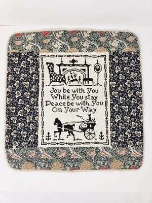 Joy & Peace County Farm Cottage Needlepoint Throw Pillow Cover Embroidered Case - Image 1 of 4
